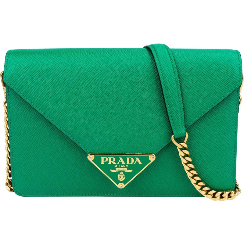 Prada Schultertasche Prada Green Saffiano Leather Big Triangle Crossbod grün
