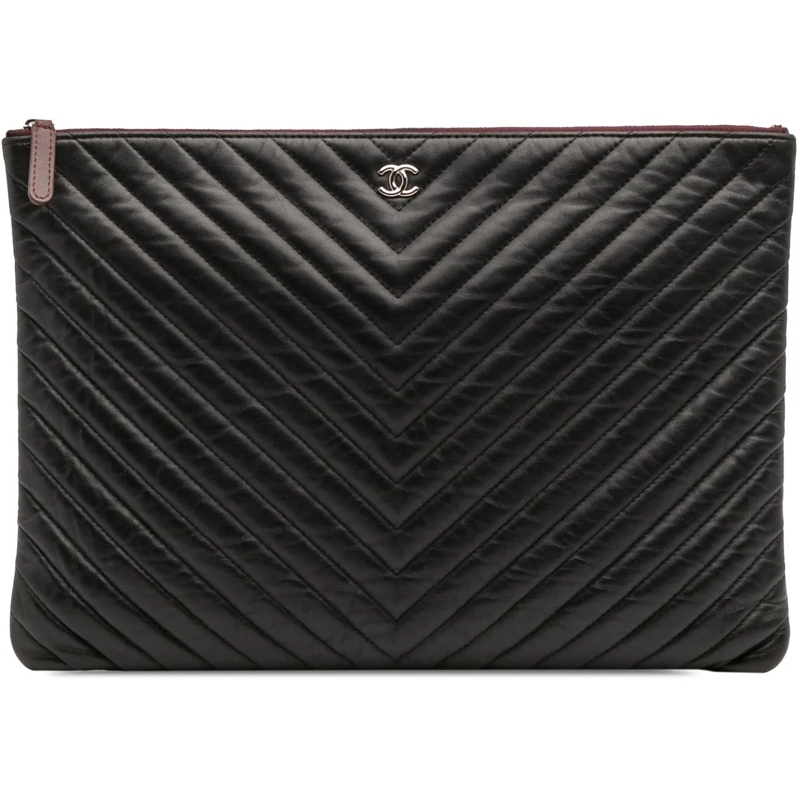 Chanel Pochette Large Chevron Caviar Ancient Greek Charms O Case C schwarz