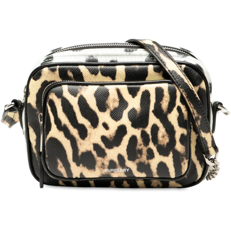 Burberry Schultertasche Leopard Printed Leather Camera Bag braun