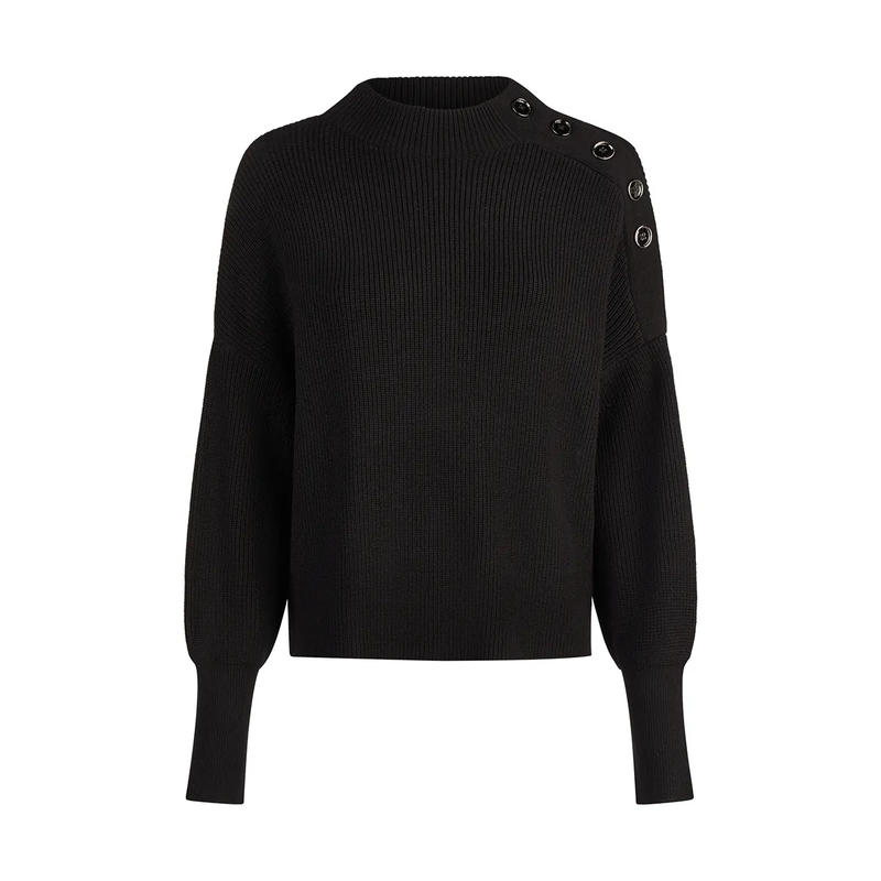 Marc Aurel  Pullover- hohe Manschetten-Bündchen- feines Hal schwarz