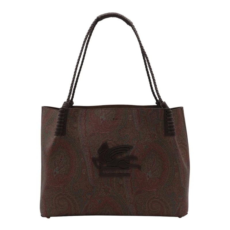 Etro Schultertasche Structured Dark Brown Paisley Tote Bag Black