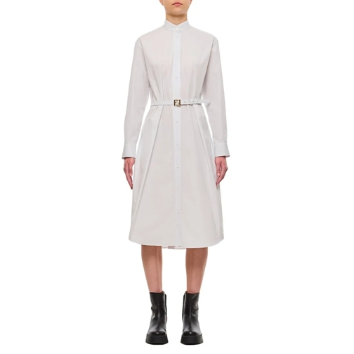 Fendi Midi-Kleider Popeline Shirt Dress White