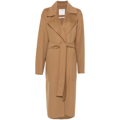 Sportmax Übergangsmäntel Light Brown Virgin Wool Coat Brown