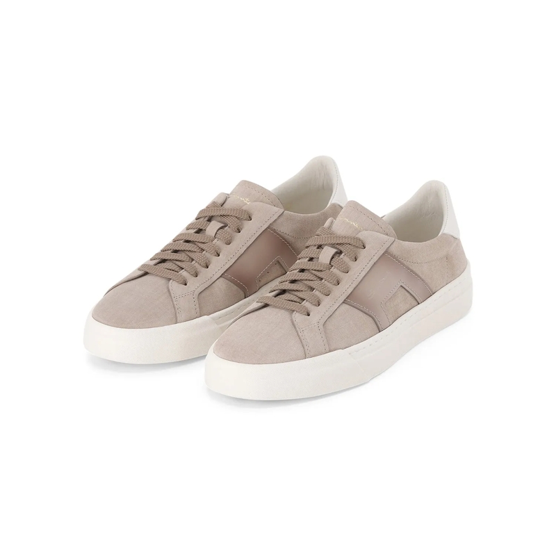 Santoni Schnürschuhe Sneaker aus Leder beige