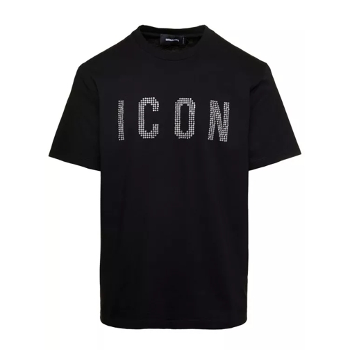 Dsquared2 Black Crewneck T-Shirt With Studded Icon Detail In Black 