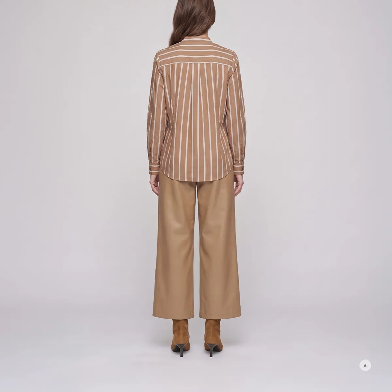 Marc Aurel Bluse Hemd- gerundeter Saum- Rückenpasse- Manschette beige(Image 4)
