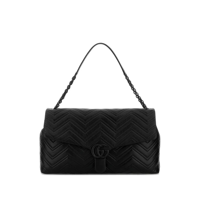 Gucci Schultertasche Quilted Black Handbag With Chain-Link Strap Black