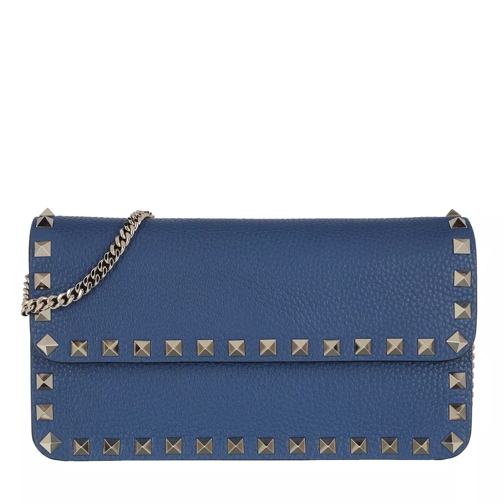 Valentino Garavani Rockstud Pouch Leather Blu Delft Crossbody Bag