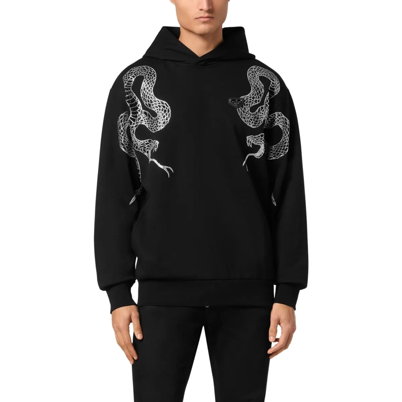 Philipp Plein Top Kapuzen-Sweatshirt Snake Mit Schmucksteinen schwarz(Image 4)