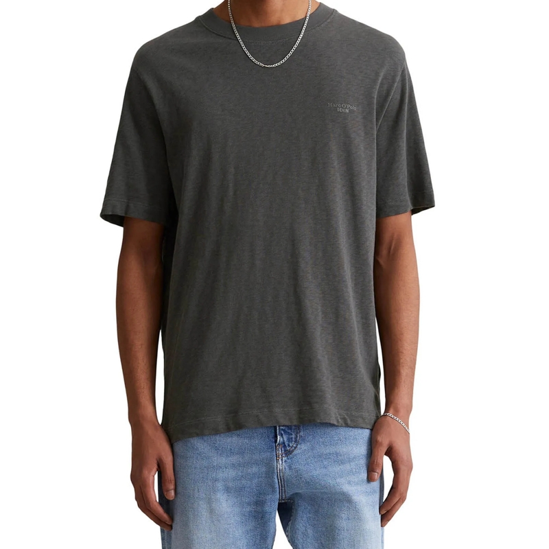 Marc O´Polo Hemd T-Shirt, SSL, Logo Print, Reg 1er Pack dunkel-grau(Image 2)