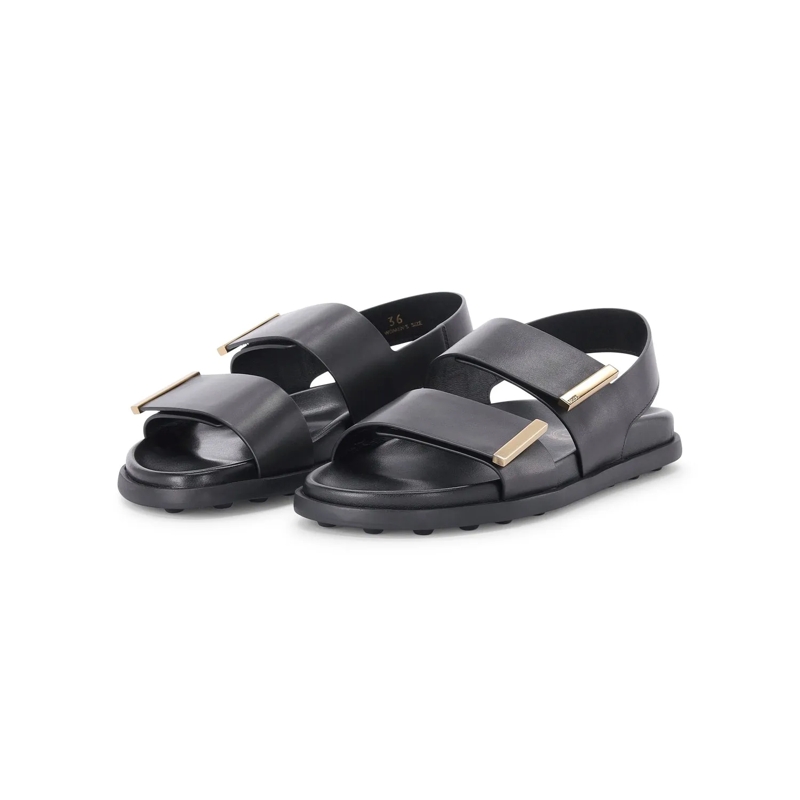 Tod's Chaussures à lacets Sandalen aus Leder schwarz