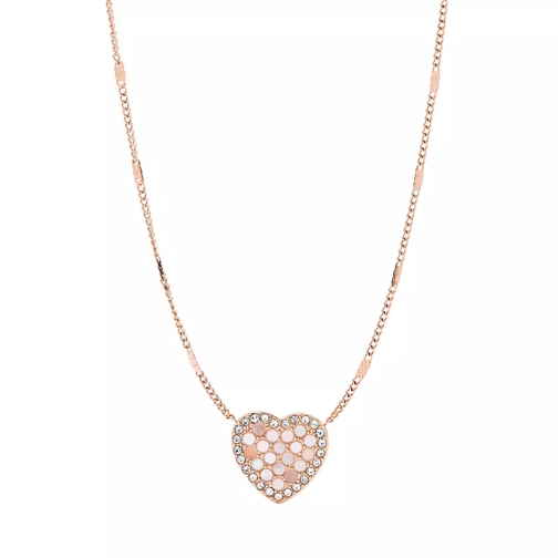 Fossil Val Mosaic Heart Rose Stainless Steel Necklace Rose Gold Collana corta