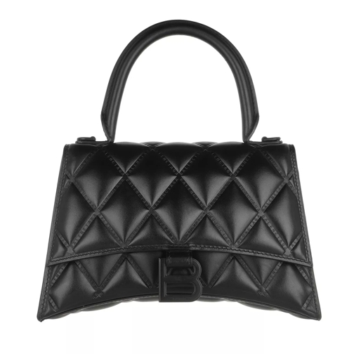 Balenciaga Hourglass Small Handle Bag Quilted Leather Black Satchel