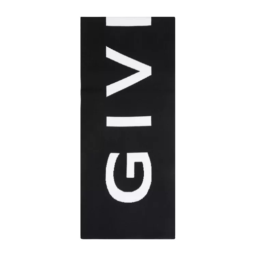 Givenchy Jacquard Black White Wool Scarf Black 