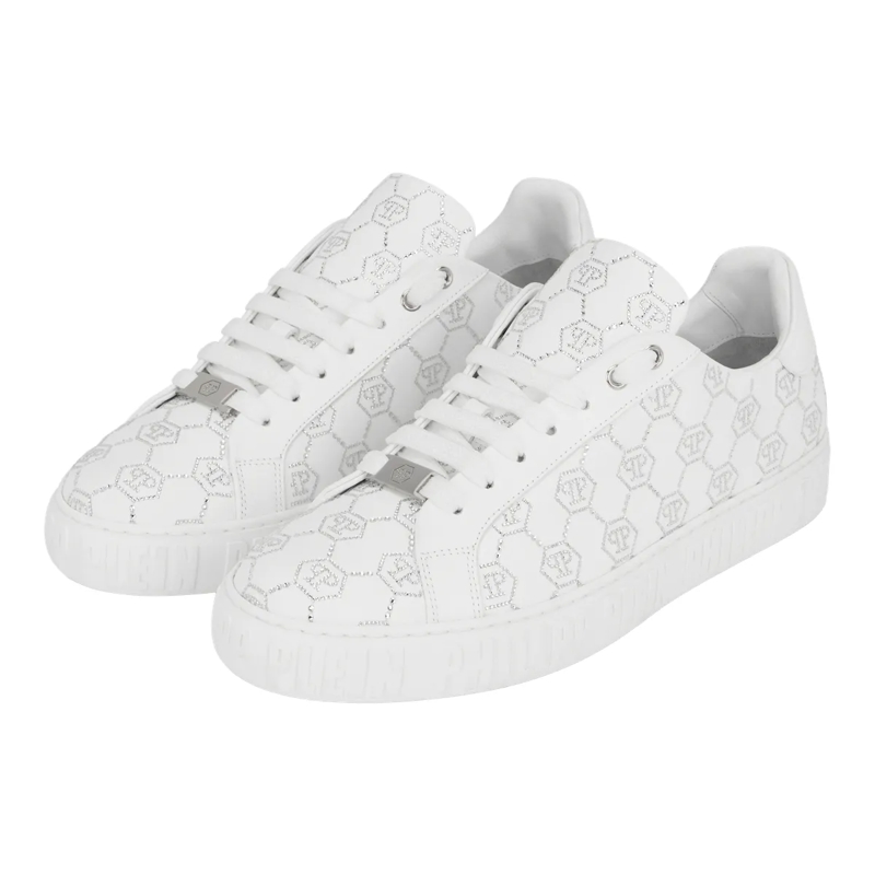 Philipp Plein Low-Top-Sneaker Entdecken Sie die Einzigartigkeit dieser funkelnde weiss