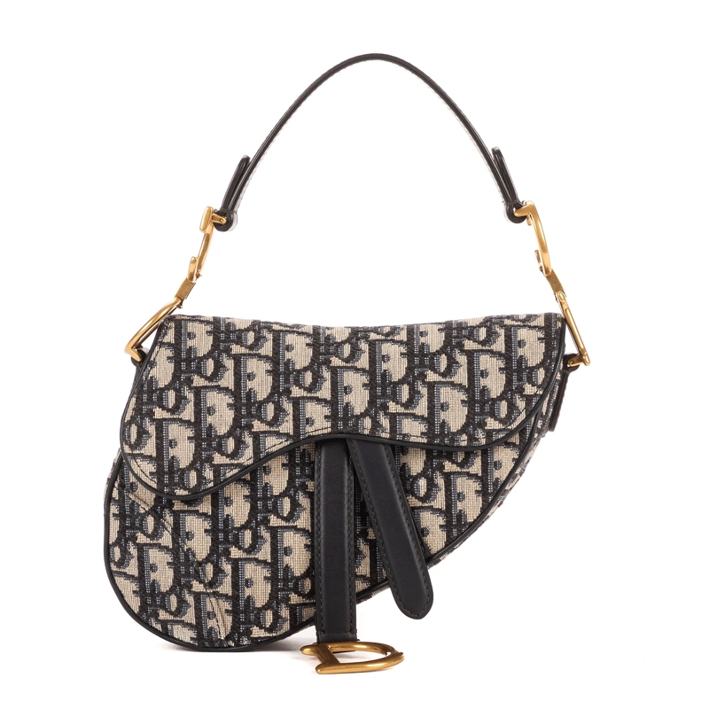 Christian Dior Crossbody Bag Oblique Saddle Mini marineblau