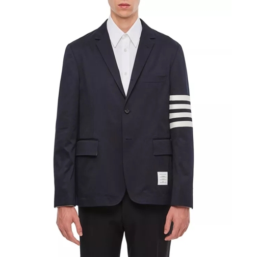 Thom Browne Unconstructered Classic Sport Jacket W/ 4 Bar In C Blue 