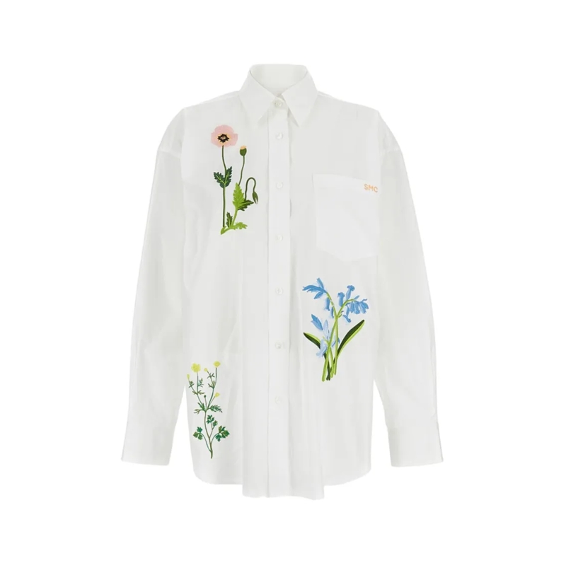 Stella McCartney Overhemd Shirt With Floral Embroidery Neutrals
