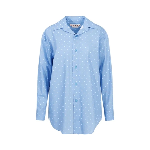 Marni Shirts Iris Blue Cotton Shirt Blue