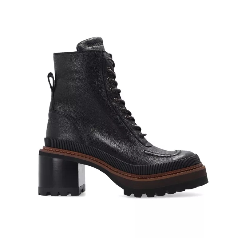 See By Chloé Schnürstiefel Mahalia Leather Lace-Up Boots Black