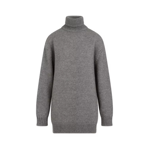 The Row Elu Light Sage Alpaca And Silk Sweater Grey Pull à col roulé