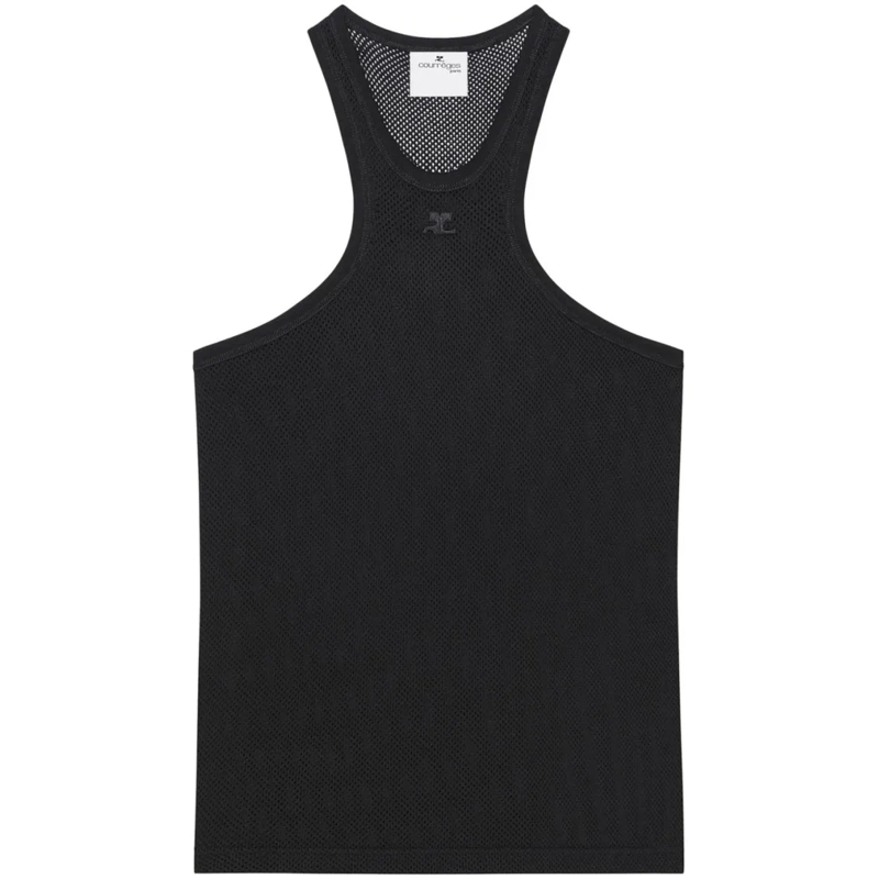 Courrèges T-shirt Racerback Mesh T-Shirt Black