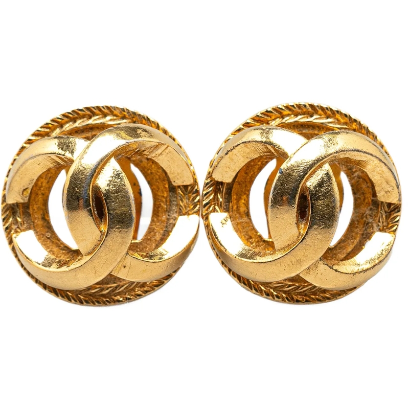Chanel Ring Gold Plated CC Clip On Earrings gold