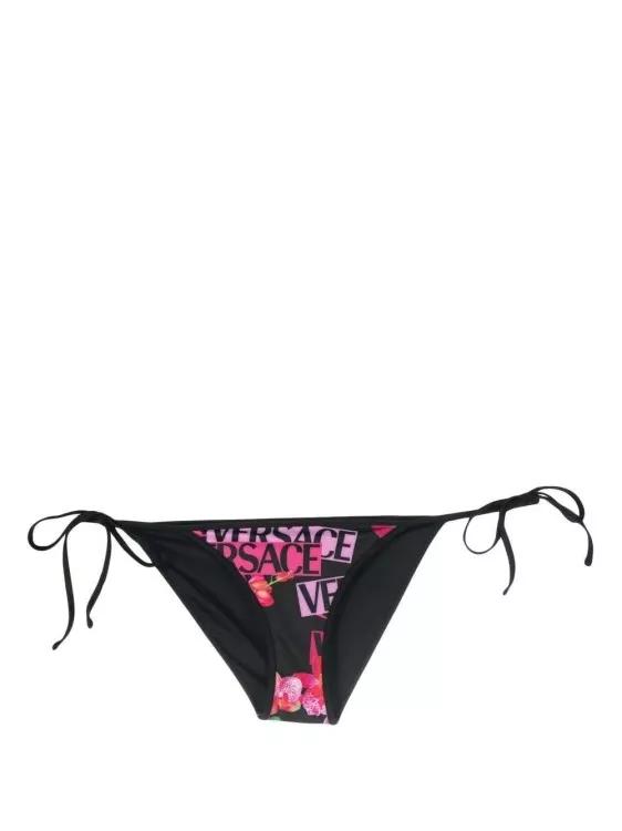 Versace - Floral-Print Bikini Bottoms - Größe 2 - black