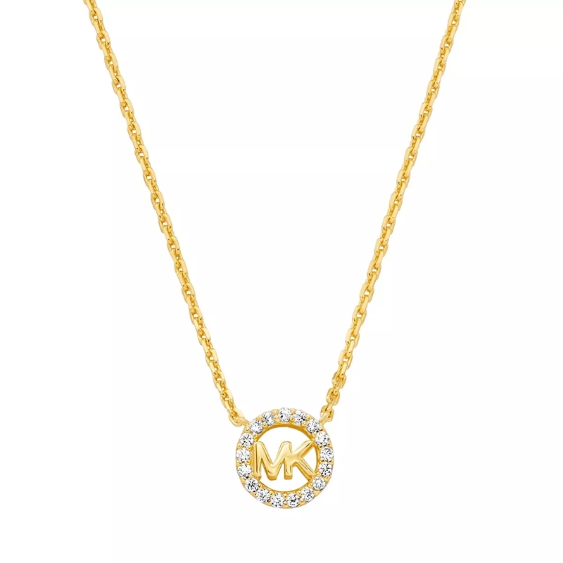 Michael Kors Medium Halsketting Michael Kors 14K Gold Sterling Silver Logo Pendant Gold