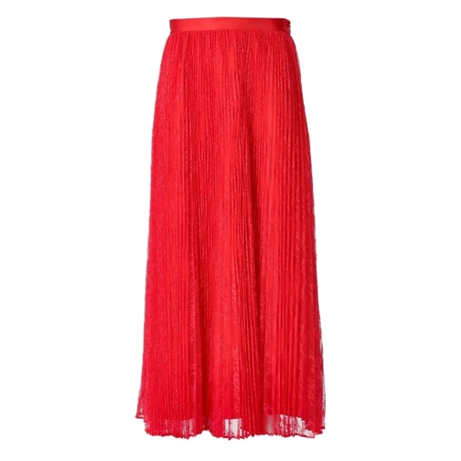 Twin-Set  Coral Lace Pleated Skirt Red