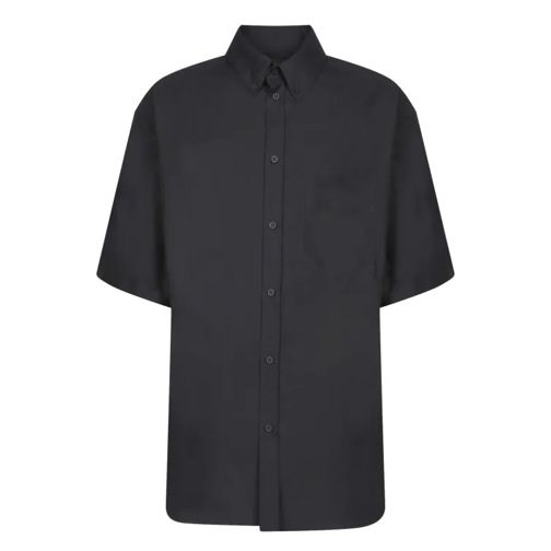 Balenciaga Black Short-Sleeve Poplin Shirt Black 