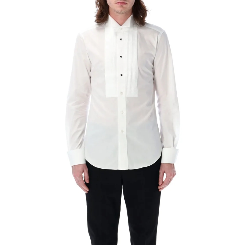Junya Watanabe Overhemd Smocking Shirt With Pleated Front And Structured C White