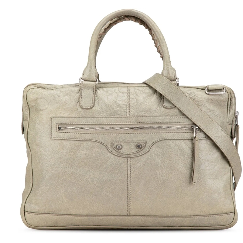 Balenciaga Tote Lambskin Motocross Classic Bridge Satchel grau