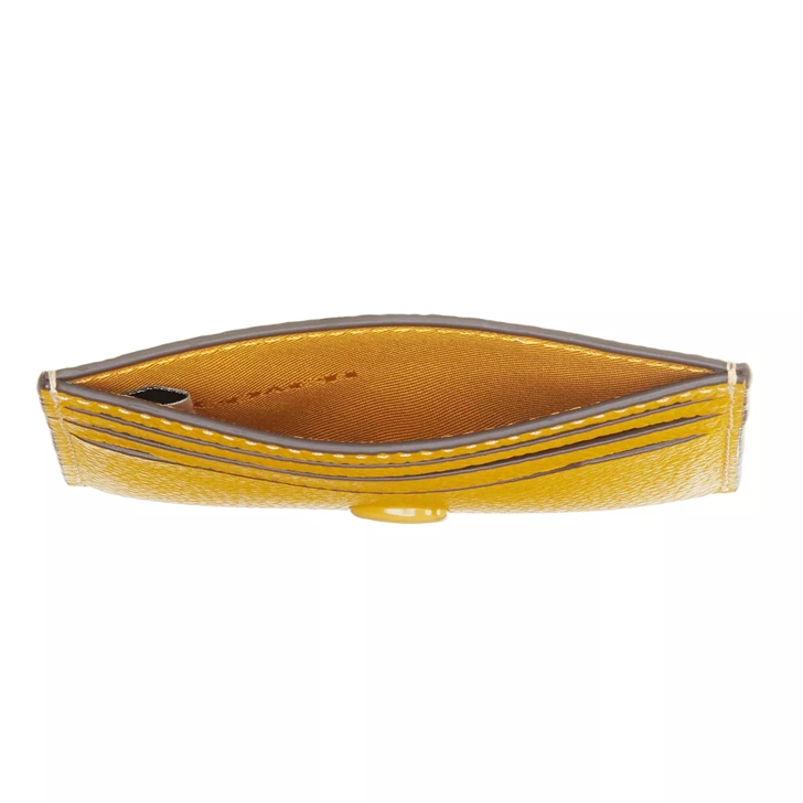 Coach Flat Card Case In Pebble Leather With Sculpted C H Yellow