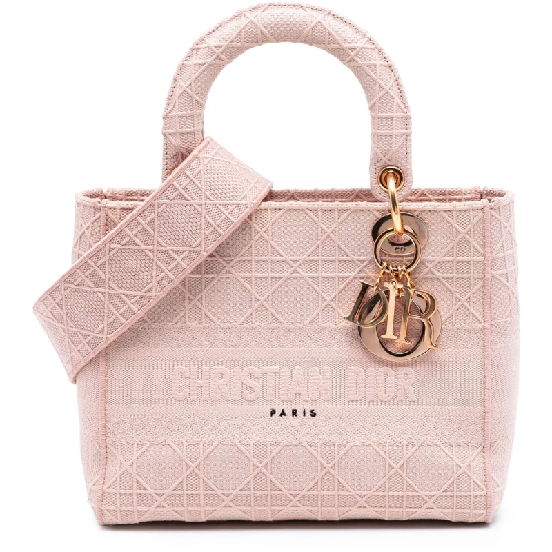 Christian Dior Schultertasche Medium Canvas Cannage Lady D Lite rose