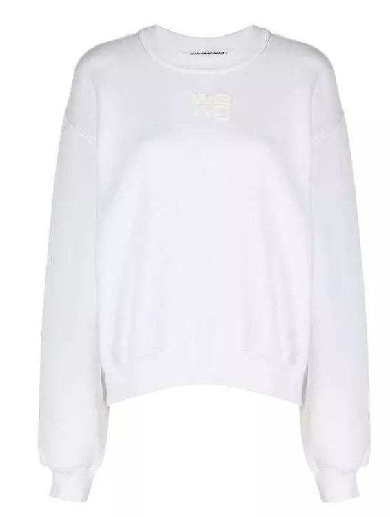 Alexander Wang - Logo-Print  Crew Neck Cotton Sweatshirt - Größe L - weiß