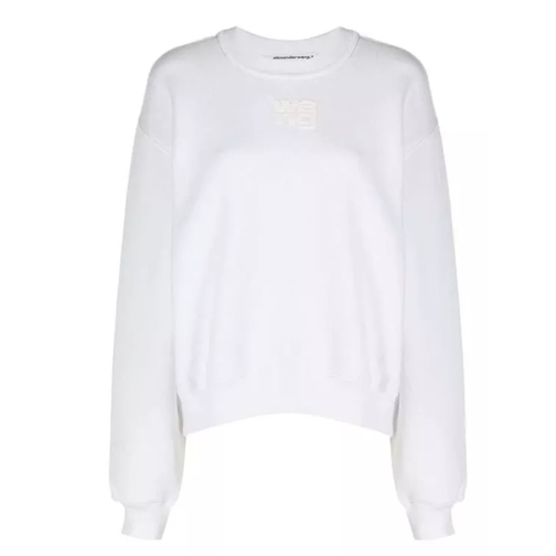 Alexander Wang Logo-Print Crew Neck Cotton Sweatshirt White 
