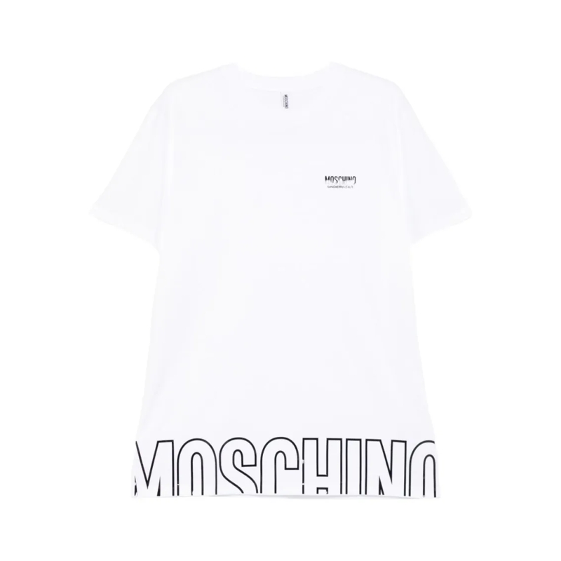Moschino T-Shirt White Logo Print Crew Neck T-Shirt White