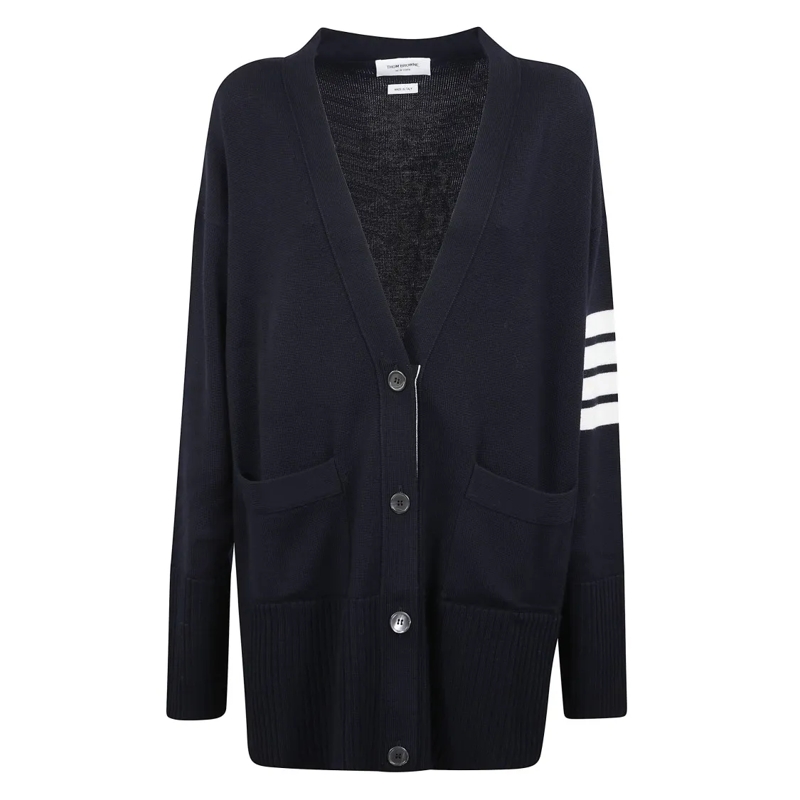 Thom Browne Strickjacke Merino Wool V-Neck Cardigan Black