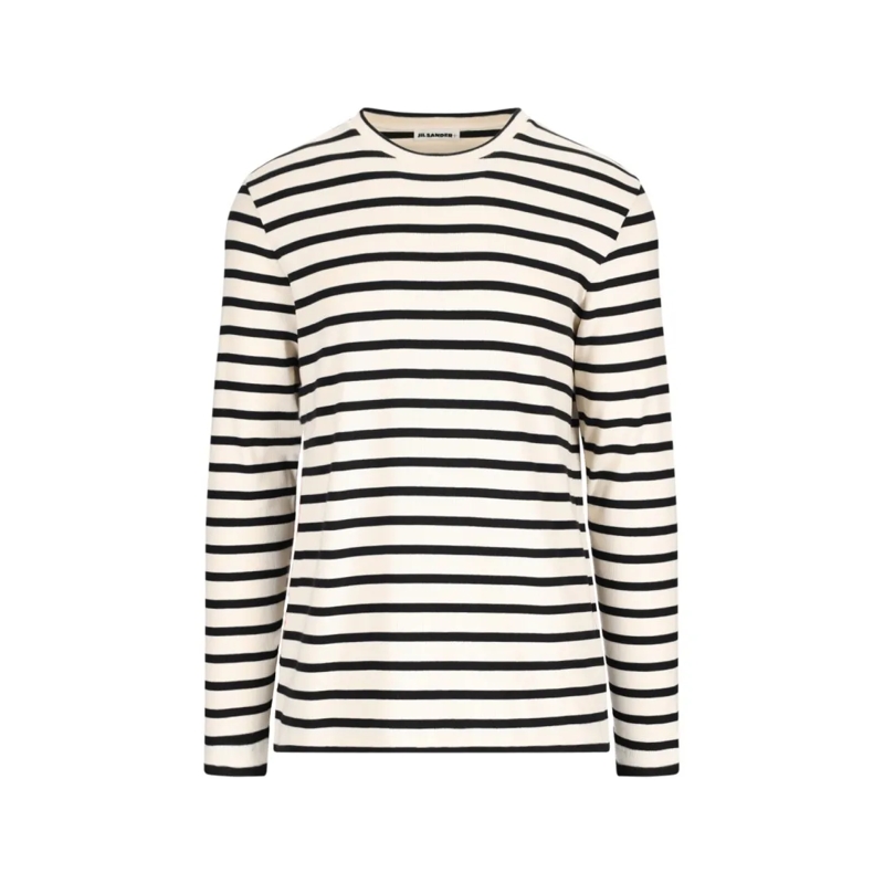 Jil Sander Top met lange mouwen Striped T-Shirt – Ivory Neutrals