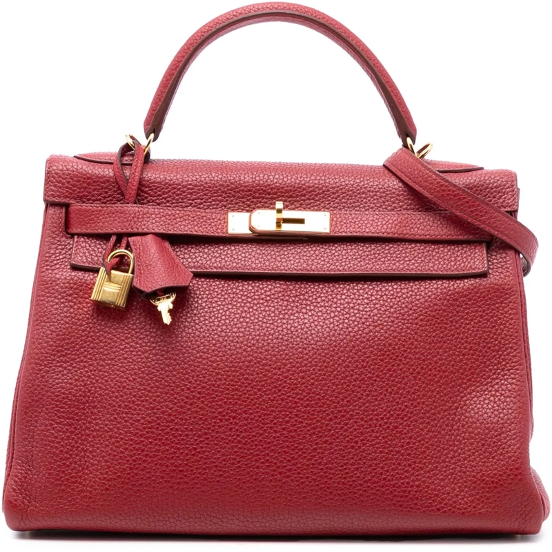 Hermès Schultertasche Togo Kelly II Retourne 32 rot