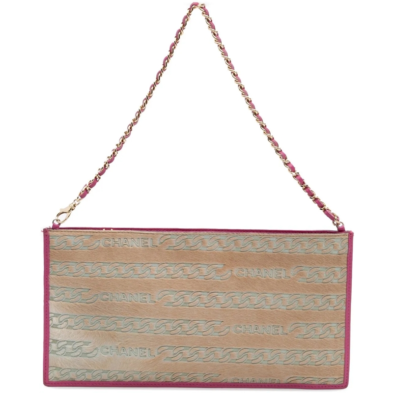 Chanel Fourre-tout Pony Hair Logo Chain Pochette braun