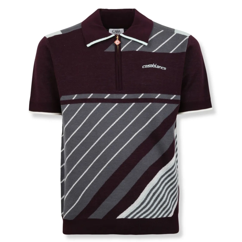 Casablanca Polohemd Diagonal Stripe Tennis Polo Black