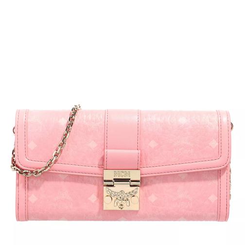 MCM Tracy Visetos Woc Large Blossom Pink Wallet On A Chain