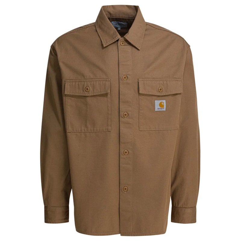 Carhartt Wip  Beige Cotton Twill Overshirt Jacket With Classic C Brown