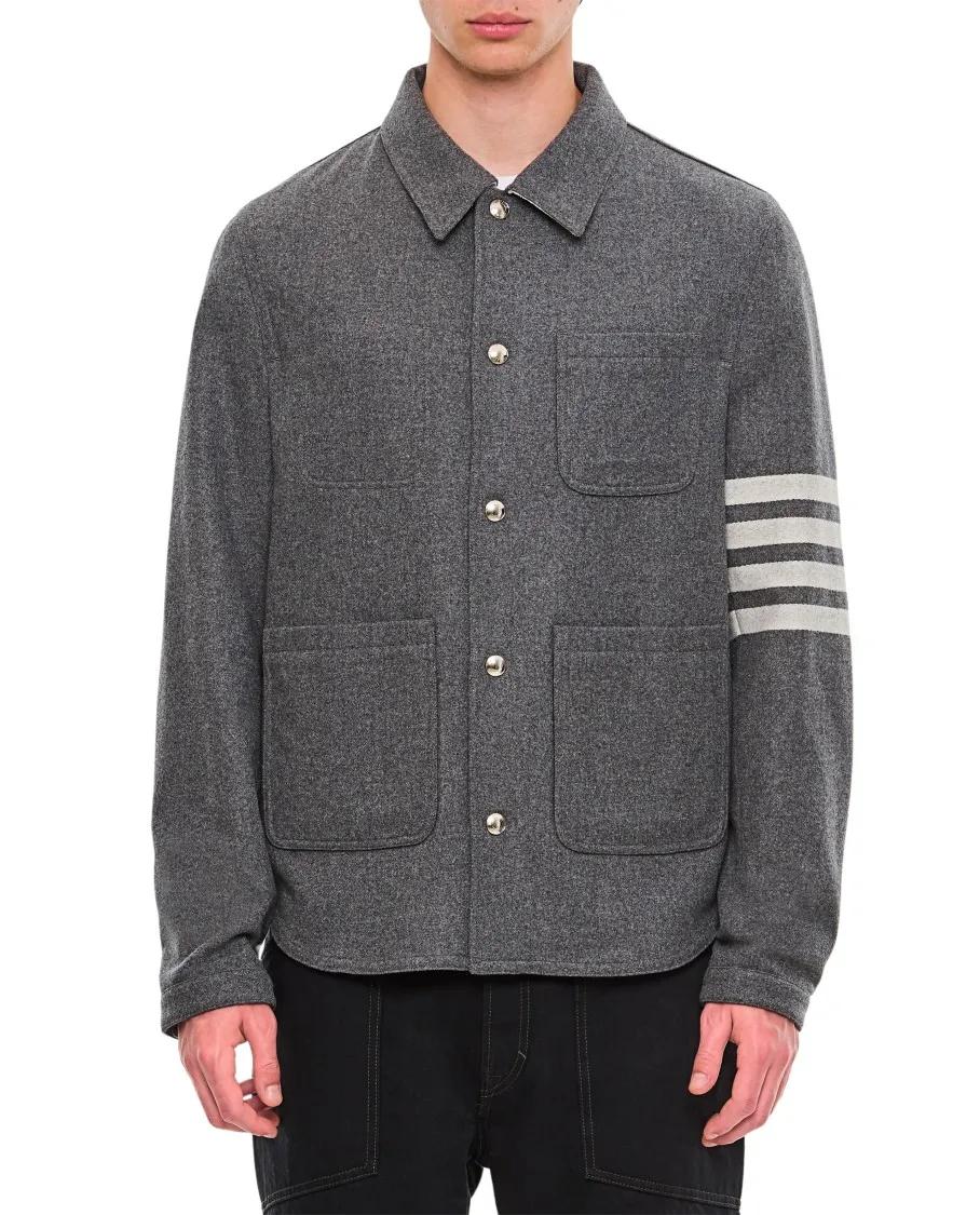 Thumbnail - Thom Browne - 4 Bar Utility Patch Pocket Jacket - Größe 2 - grau