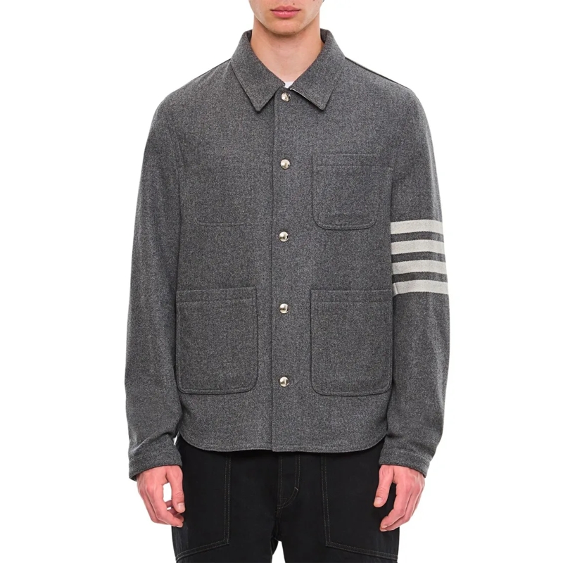 Thom Browne Veste de transition 4 Bar Utility Patch Pocket Jacket Grey