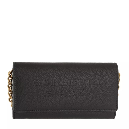 Burberry Embossed Wallet On Chain Leather Black Crossbody Bag