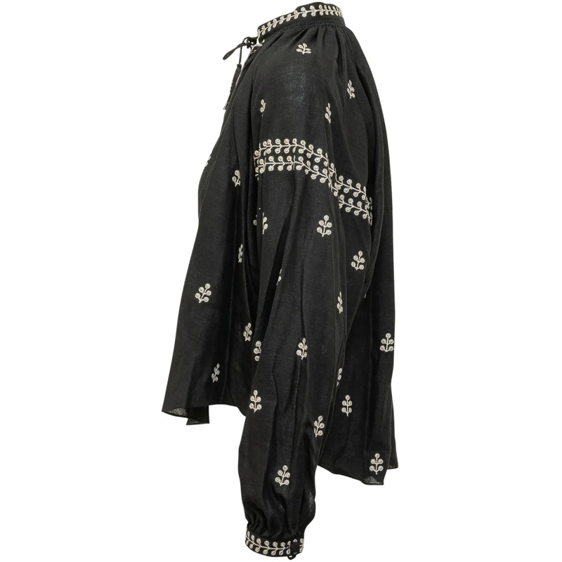 Isabel Marant Bluse Blusa con Ricamo e Collo Arricciato schwarz(Image 3)