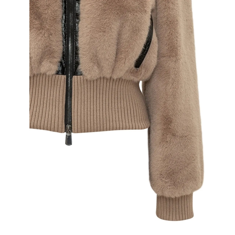 Pinko Bomberjacke Bomber Bagles con Cappuccio taupe(Image 4)